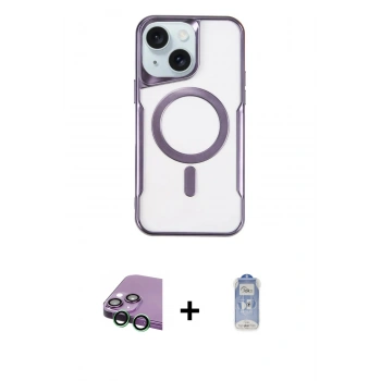 MARSİLYAN™- iPhone 15 Plus Kılıf Yadigar Klasik Özel Seri - Siyah Joko Magic 5D Cam + Raze Metal Kamera Lens - YL