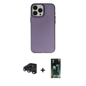 MARSİLYAN™- iPhone 15 Pro Kılıf Ahenk Çizgi Prime - Şeffaf 360 Full Body Arka Koruyucu + Raze Metal Kamera Lens - LT