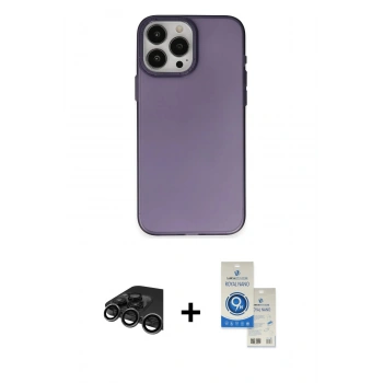 MARSİLYAN™- iPhone 15 Pro Kılıf Ahenk Çizgi Prime - Şeffaf Royal Nano Ekran Koruyucu + Raze Metal Kamera Lens - TMGI