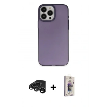 MARSİLYAN™- iPhone 15 Pro Kılıf Ahenk Çizgi Prime - Siyah Bilvis 3D Cam Ekran Koruyucu + Raze Metal Kamera Lens - TMGI