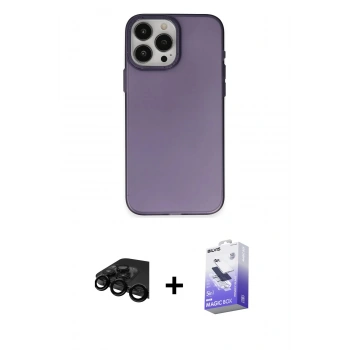 MARSİLYAN™- iPhone 15 Pro Kılıf Ahenk Çizgi Prime - Siyah Bilvis 5in1 5D Magic Hayalet Cam Ekran Koruyucu + Raze Metal Kamera Lens - SH