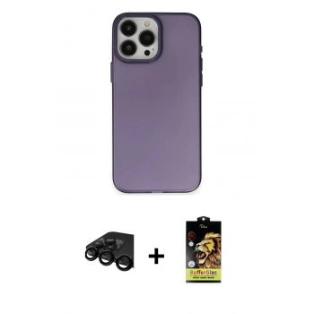 MARSİLYAN™- iPhone 15 Pro Kılıf Ahenk Çizgi Prime - Siyah Buffer Cam Ekran Koruyucu + Raze Metal Kamera Lens - SH