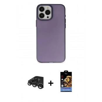 MARSİLYAN™- iPhone 15 Pro Kılıf Ahenk Çizgi Prime - Siyah Buffer Hayalet Cam Ekran Koruyucu + Raze Metal Kamera Lens - TMGI