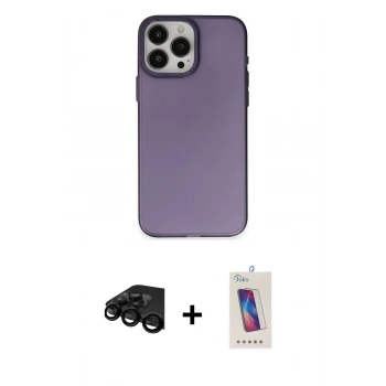 MARSİLYAN™- iPhone 15 Pro Kılıf Ahenk Çizgi Prime - Siyah Joko 5D Cam + Raze Metal Kamera Lens - SH