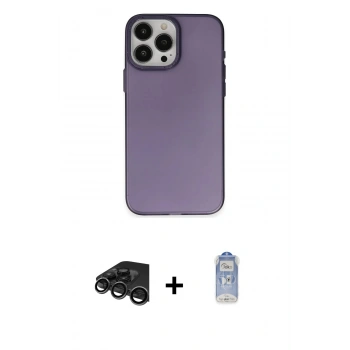 MARSİLYAN™- iPhone 15 Pro Kılıf Ahenk Çizgi Prime - Siyah Joko Magic 5D Cam + Raze Metal Kamera Lens - TMGI