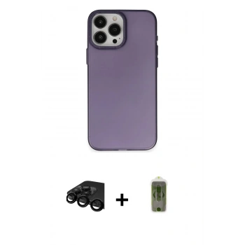 MARSİLYAN™- iPhone 15 Pro Kılıf Ahenk Çizgi Prime - Siyah Joko Magic 5D Hayalet Cam + Raze Metal Kamera Lens - SH