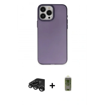 MARSİLYAN™- iPhone 15 Pro Kılıf Ahenk Çizgi Prime - Siyah Joko Magic 5D Hayalet Cam + Raze Metal Kamera Lens - TMGI