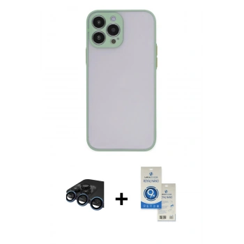 MARSİLYAN™- iPhone 15 Pro Kılıf Ahenk Çizgi Serisi - Şeffaf Royal Nano Ekran Koruyucu + Raze Metal Kamera Lens - LT