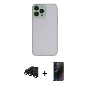 MARSİLYAN™- iPhone 15 Pro Kılıf Ahenk Çizgi Serisi - Siyah 3D Antistatik Hayalet Cam Ekran Koruyucu + Raze Metal Kamera Lens - SH