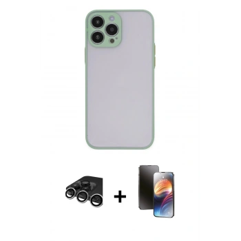 MARSİLYAN™- iPhone 15 Pro Kılıf Ahenk Çizgi Serisi - Siyah 3D Antistatik Mat Seramik Nano Ekran Koruyucu + Raze Metal Kamera Lens - GS