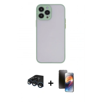 MARSİLYAN™- iPhone 15 Pro Kılıf Ahenk Çizgi Serisi - Siyah 3D Antistatik Mat Seramik Nano Ekran Koruyucu + Raze Metal Kamera Lens - LT