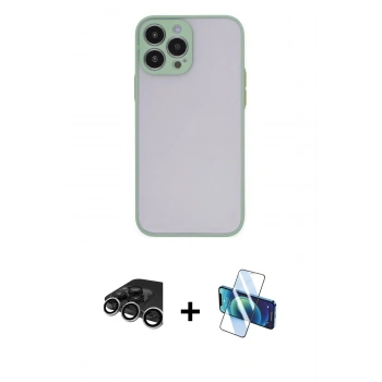 MARSİLYAN™- iPhone 15 Pro Kılıf Ahenk Çizgi Serisi - Siyah 3D Antistatik Seramik Nano Ekran Koruyucu + Raze Metal Kamera Lens - GS