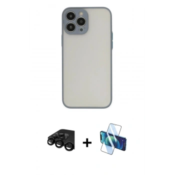 MARSİLYAN™- iPhone 15 Pro Kılıf Ahenk Çizgi Serisi - Siyah 3D Antistatik Seramik Nano Ekran Koruyucu + Raze Metal Kamera Lens - SH