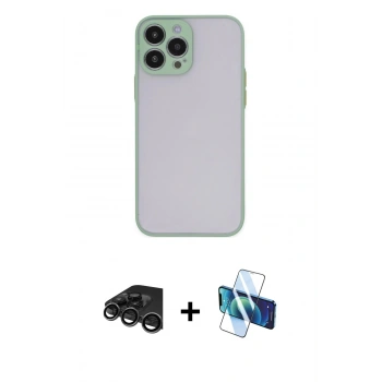 MARSİLYAN™- iPhone 15 Pro Kılıf Ahenk Çizgi Serisi - Siyah 3D Antistatik Seramik Nano Ekran Koruyucu + Raze Metal Kamera Lens - TMGI