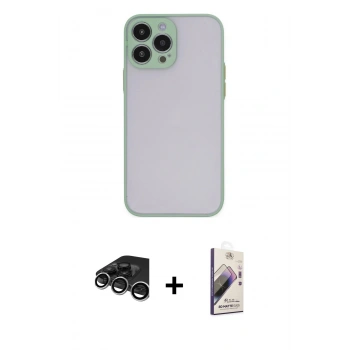 MARSİLYAN™- iPhone 15 Pro Kılıf Ahenk Çizgi Serisi - Siyah Bilvis 3D Mat Cam Ekran Koruyucu + Raze Metal Kamera Lens - GS