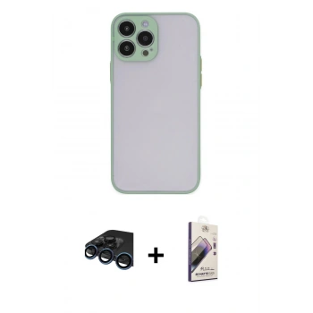 MARSİLYAN™- iPhone 15 Pro Kılıf Ahenk Çizgi Serisi - Siyah Bilvis 3D Mat Cam Ekran Koruyucu + Raze Metal Kamera Lens - LT
