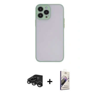 MARSİLYAN™- iPhone 15 Pro Kılıf Ahenk Çizgi Serisi - Siyah Bilvis 3D Mat Cam Ekran Koruyucu + Raze Metal Kamera Lens - TMGI