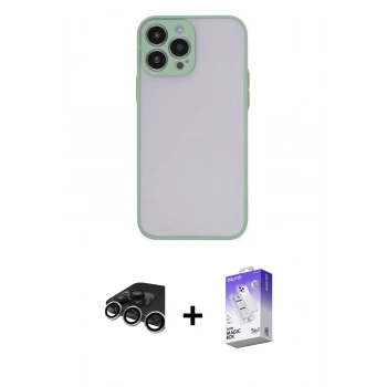 MARSİLYAN™- iPhone 15 Pro Kılıf Ahenk Çizgi Serisi - Siyah Bilvis 5in1 3D Magic Cam Ekran Koruyucu + Raze Metal Kamera Lens - GS