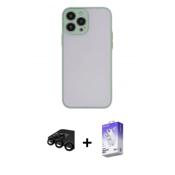 MARSİLYAN™- iPhone 15 Pro Kılıf Ahenk Çizgi Serisi - Siyah Bilvis 5in1 3D Magic Cam Ekran Koruyucu + Raze Metal Kamera Lens - SH