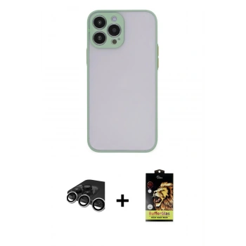 MARSİLYAN™- iPhone 15 Pro Kılıf Ahenk Çizgi Serisi - Siyah Buffer Cam Ekran Koruyucu + Raze Metal Kamera Lens - GS