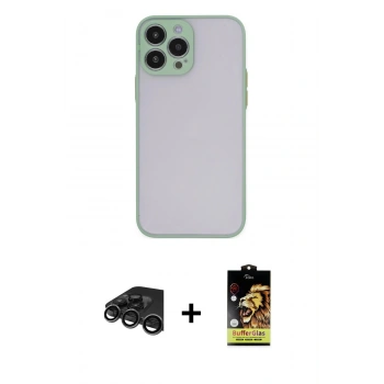 MARSİLYAN™- iPhone 15 Pro Kılıf Ahenk Çizgi Serisi - Siyah Buffer Cam Ekran Koruyucu + Raze Metal Kamera Lens - TMGI
