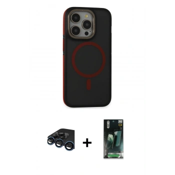 MARSİLYAN™- iPhone 15 Pro Kılıf Ahenk Form Serisi - Şeffaf 360 Full Body Arka Koruyucu + Raze Metal Kamera Lens - LT
