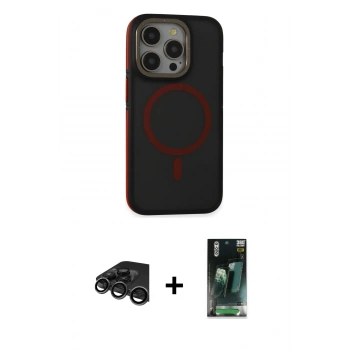 MARSİLYAN™- iPhone 15 Pro Kılıf Ahenk Form Serisi - Şeffaf 360 Full Body Arka Koruyucu + Raze Metal Kamera Lens - TMGI