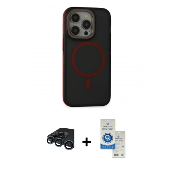 MARSİLYAN™- iPhone 15 Pro Kılıf Ahenk Form Serisi - Şeffaf Royal Nano Ekran Koruyucu + Raze Metal Kamera Lens - LT