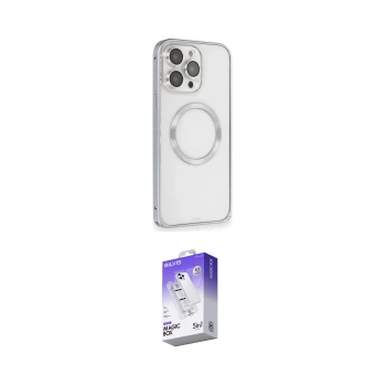 MARSİLYAN™- iPhone 15 Pro Kılıf Ahenk Işık Serisi - Siyah Bilvis 5in1 3D Magic Cam Ekran Koruyucu