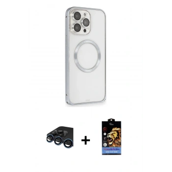 MARSİLYAN™- iPhone 15 Pro Kılıf Ahenk Işık Serisi - Siyah Buffer Hayalet Cam Ekran Koruyucu + Raze Metal Kamera Lens - LT