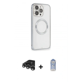 MARSİLYAN™- iPhone 15 Pro Kılıf Ahenk Işık Serisi - Siyah Joko Magic 5D Cam + Raze Metal Kamera Lens - GS