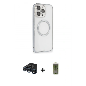 MARSİLYAN™- iPhone 15 Pro Kılıf Ahenk Işık Serisi - Siyah Joko Magic 5D Hayalet Cam + Raze Metal Kamera Lens - LT