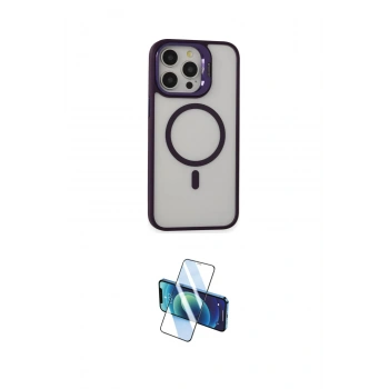 MARSİLYAN™- iPhone 15 Pro Kılıf Ahenk Klasik Özel Seri - Siyah 3D Antistatik Cam Ekran Koruyucu