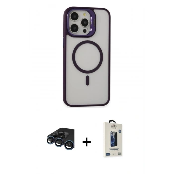 MARSİLYAN™- iPhone 15 Pro Kılıf Ahenk Klasik Özel Seri - Siyah Bilvis Hayalet Cam Ekran Koruyucu + Raze Metal Kamera Lens - LT