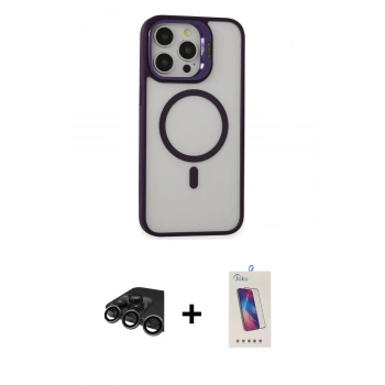 MARSİLYAN™- iPhone 15 Pro Kılıf Ahenk Klasik Özel Seri - Siyah Joko 5D Cam + Raze Metal Kamera Lens - TMGI