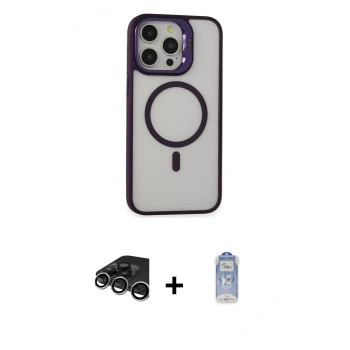 MARSİLYAN™- iPhone 15 Pro Kılıf Ahenk Klasik Özel Seri - Siyah Joko Magic 5D Cam + Raze Metal Kamera Lens - GS