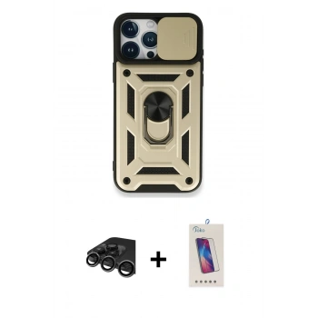 MARSİLYAN™- iPhone 15 Pro Kılıf Ahenk Klasik - Siyah Joko 5D Cam + Raze Metal Kamera Lens - TMGI