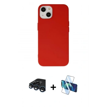 MARSİLYAN™- iPhone 15 Pro Kılıf Ahenk Serisi - Siyah 3D Antistatik Cam Ekran Koruyucu + Raze Metal Kamera Lens - LT