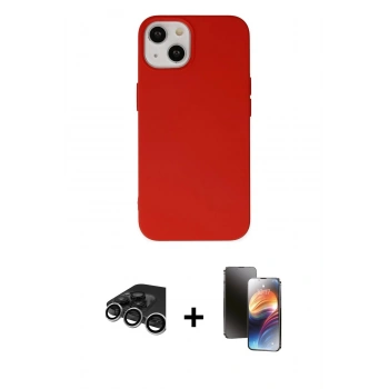 MARSİLYAN™- iPhone 15 Pro Kılıf Ahenk Serisi - Siyah 3D Antistatik Mat Seramik Nano Ekran Koruyucu + Raze Metal Kamera Lens - GS