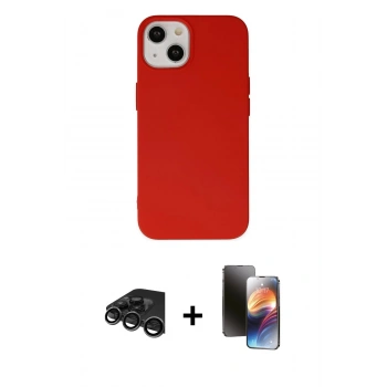 MARSİLYAN™- iPhone 15 Pro Kılıf Ahenk Serisi - Siyah 3D Antistatik Mat Seramik Nano Ekran Koruyucu + Raze Metal Kamera Lens - TMGI