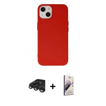 MARSİLYAN™- iPhone 15 Pro Kılıf Ahenk Serisi - Siyah Bilvis 3D Mat Cam Ekran Koruyucu + Raze Metal Kamera Lens - TMGI