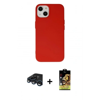 MARSİLYAN™- iPhone 15 Pro Kılıf Ahenk Serisi - Siyah Buffer Cam Ekran Koruyucu + Raze Metal Kamera Lens - LT
