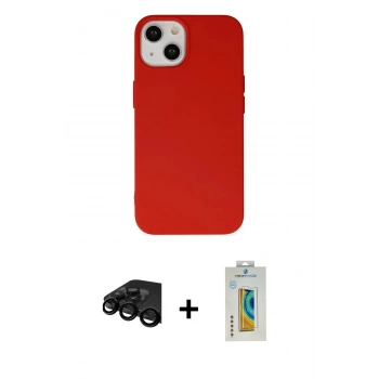 MARSİLYAN™- iPhone 15 Pro Kılıf Ahenk Serisi - Siyah Polymer Nano Ekran Koruyucu + Raze Metal Kamera Lens - SH