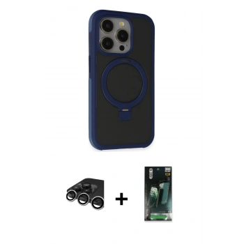 MARSİLYAN™- iPhone 15 Pro Kılıf Ahenk Yansıma Özel Seri - Şeffaf 360 Full Body Arka Koruyucu + Raze Metal Kamera Lens - GS