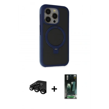 MARSİLYAN™- iPhone 15 Pro Kılıf Ahenk Yansıma Özel Seri - Şeffaf 360 Full Body Arka Koruyucu + Raze Metal Kamera Lens - SH