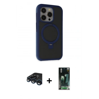 MARSİLYAN™- iPhone 15 Pro Kılıf Ahenk Yansıma Özel Seri - Siyah 360 Mat Full Body Arka Koruyucu + Raze Metal Kamera Lens - LT