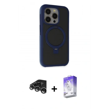MARSİLYAN™- iPhone 15 Pro Kılıf Ahenk Yansıma Özel Seri - Siyah Bilvis 5in1 3D Magic Cam Ekran Koruyucu + Raze Metal Kamera Lens - GS