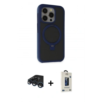 MARSİLYAN™- iPhone 15 Pro Kılıf Ahenk Yansıma Özel Seri - Siyah Bilvis Hayalet Cam Ekran Koruyucu + Raze Metal Kamera Lens - LT