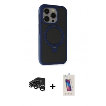 MARSİLYAN™- iPhone 15 Pro Kılıf Ahenk Yansıma Özel Seri - Siyah Joko 5D Cam + Raze Metal Kamera Lens - GS
