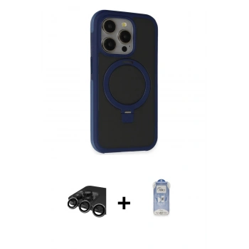 MARSİLYAN™- iPhone 15 Pro Kılıf Ahenk Yansıma Özel Seri - Siyah Joko Magic 5D Cam + Raze Metal Kamera Lens - TMGI